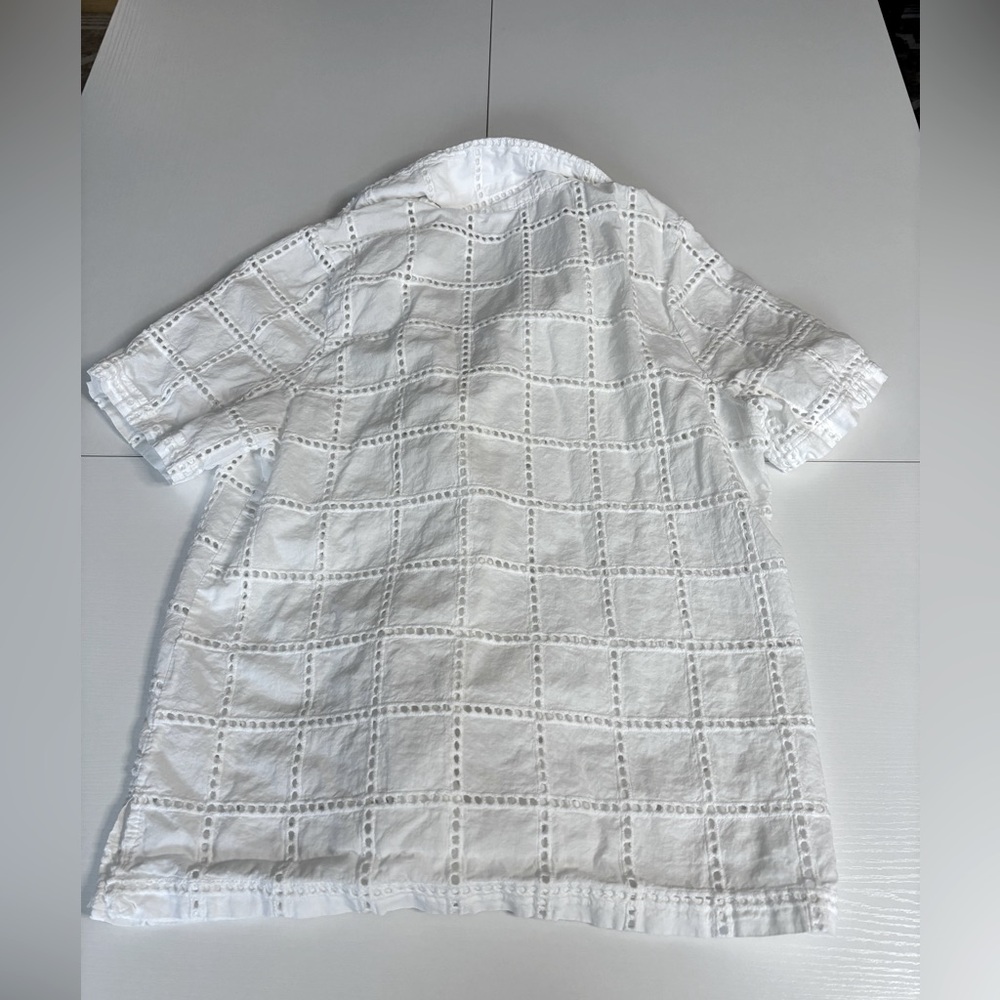 Little Lies White Eyelet Short Sleeve Button Down Shirt Size Xs - Picture 2 of 7